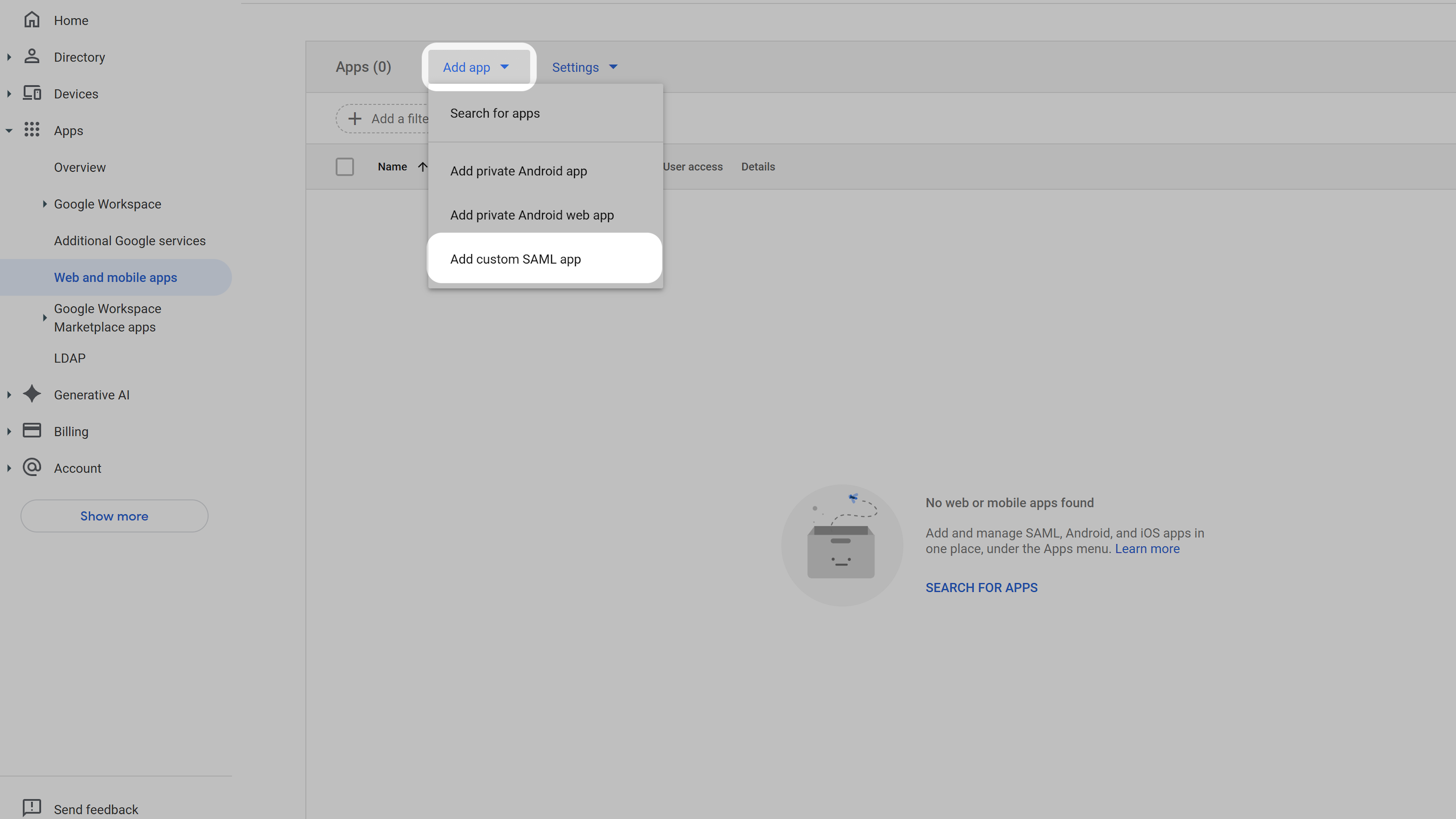 Add Custom SAML App