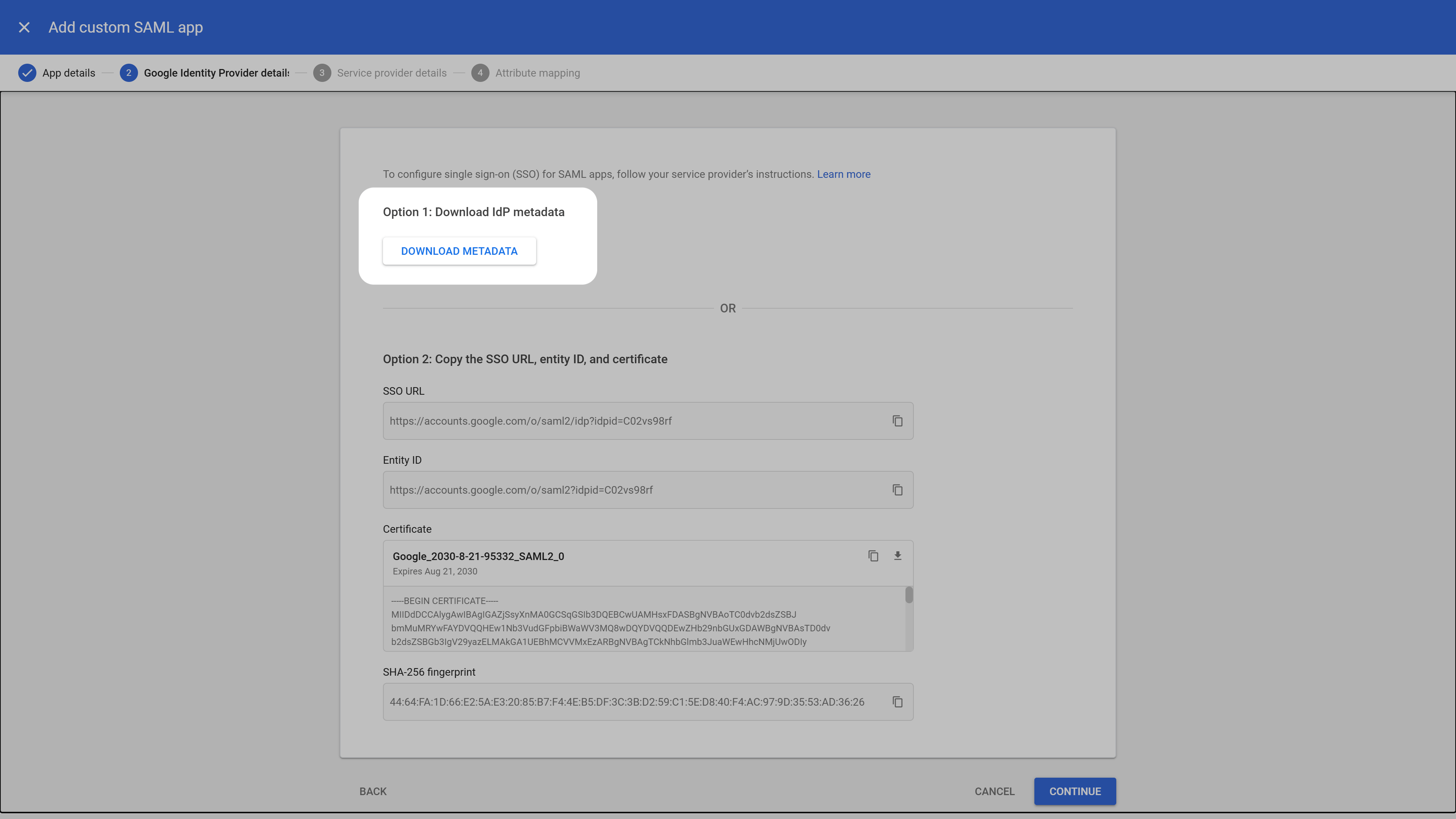 Download Metadata XML