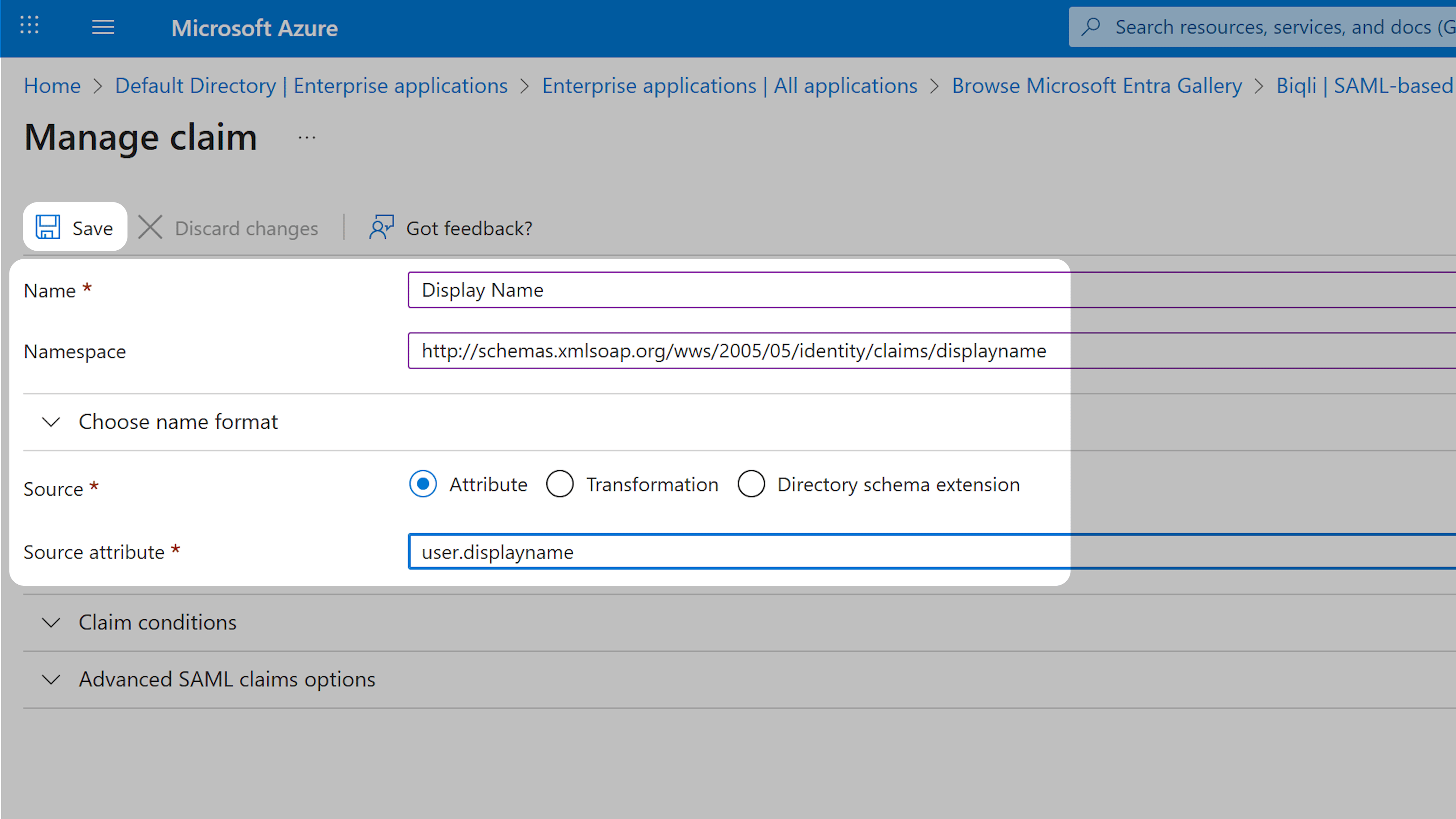 Configure Claim Values