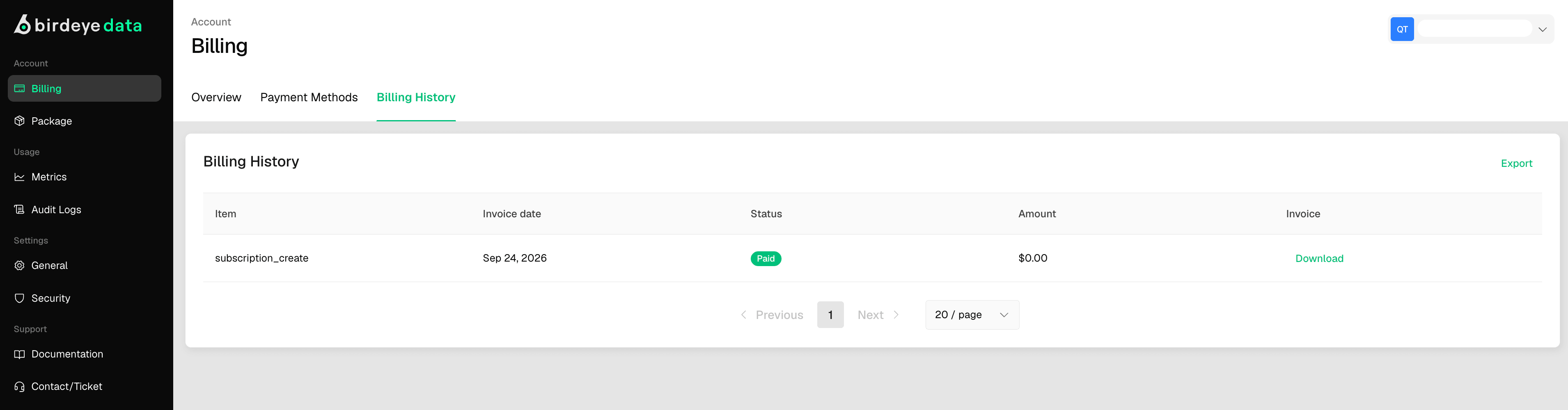 Birdeye Data Billing History Invoice