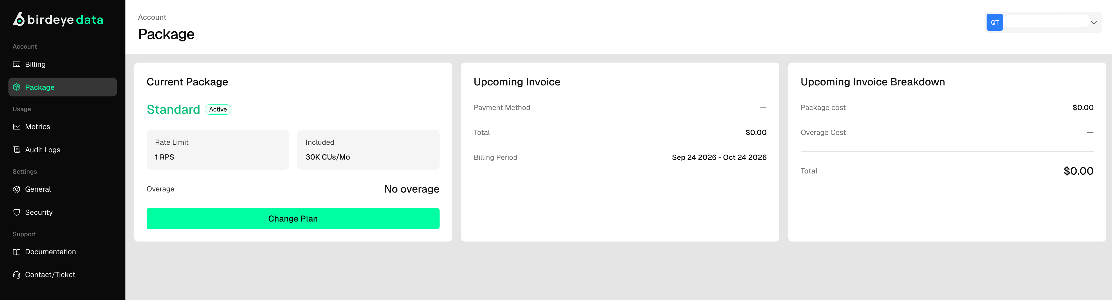 Birdeye Data Package Screen