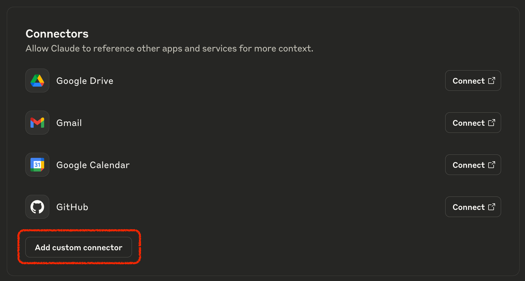 Add custom connector button in the Connectors panel