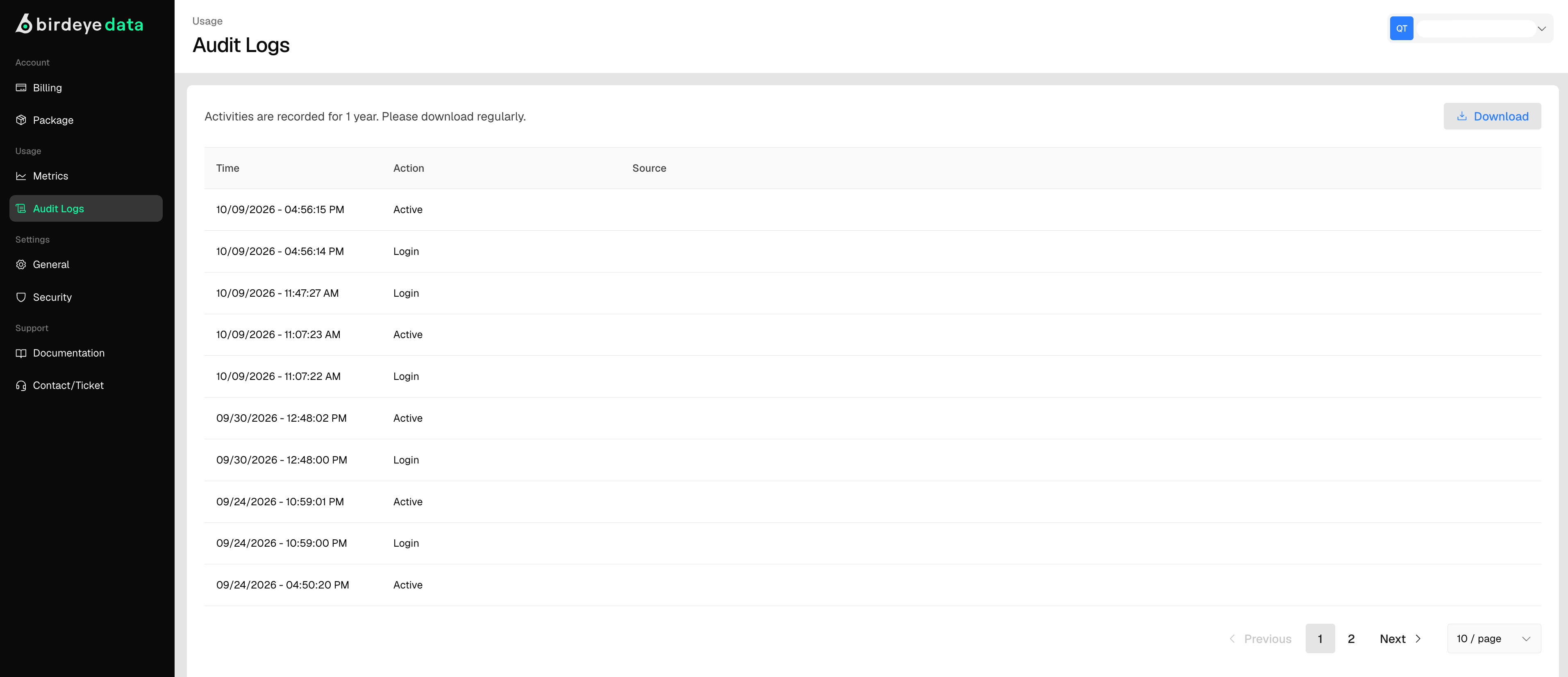 Birdeye Data Audit Logs