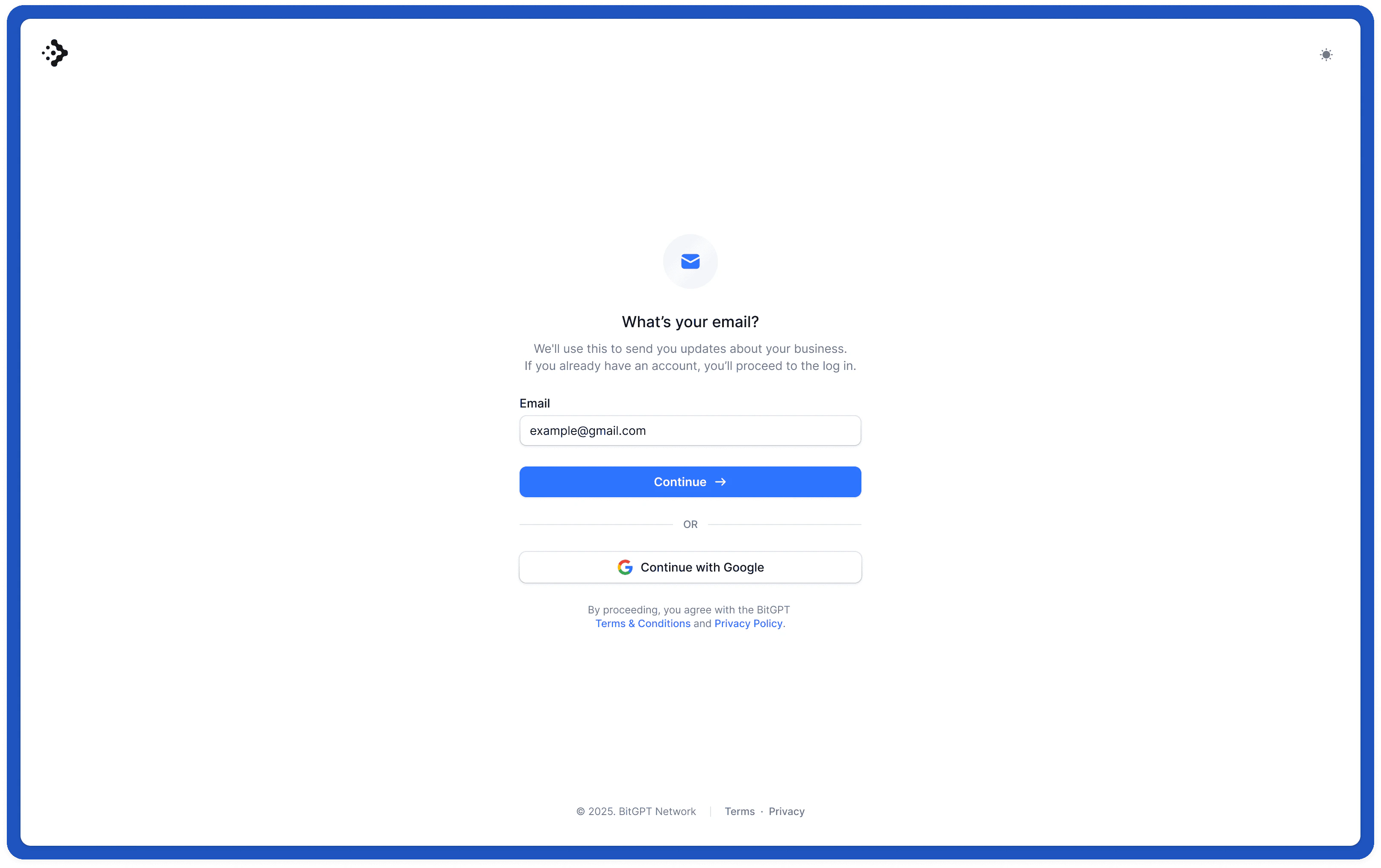 Authentication page