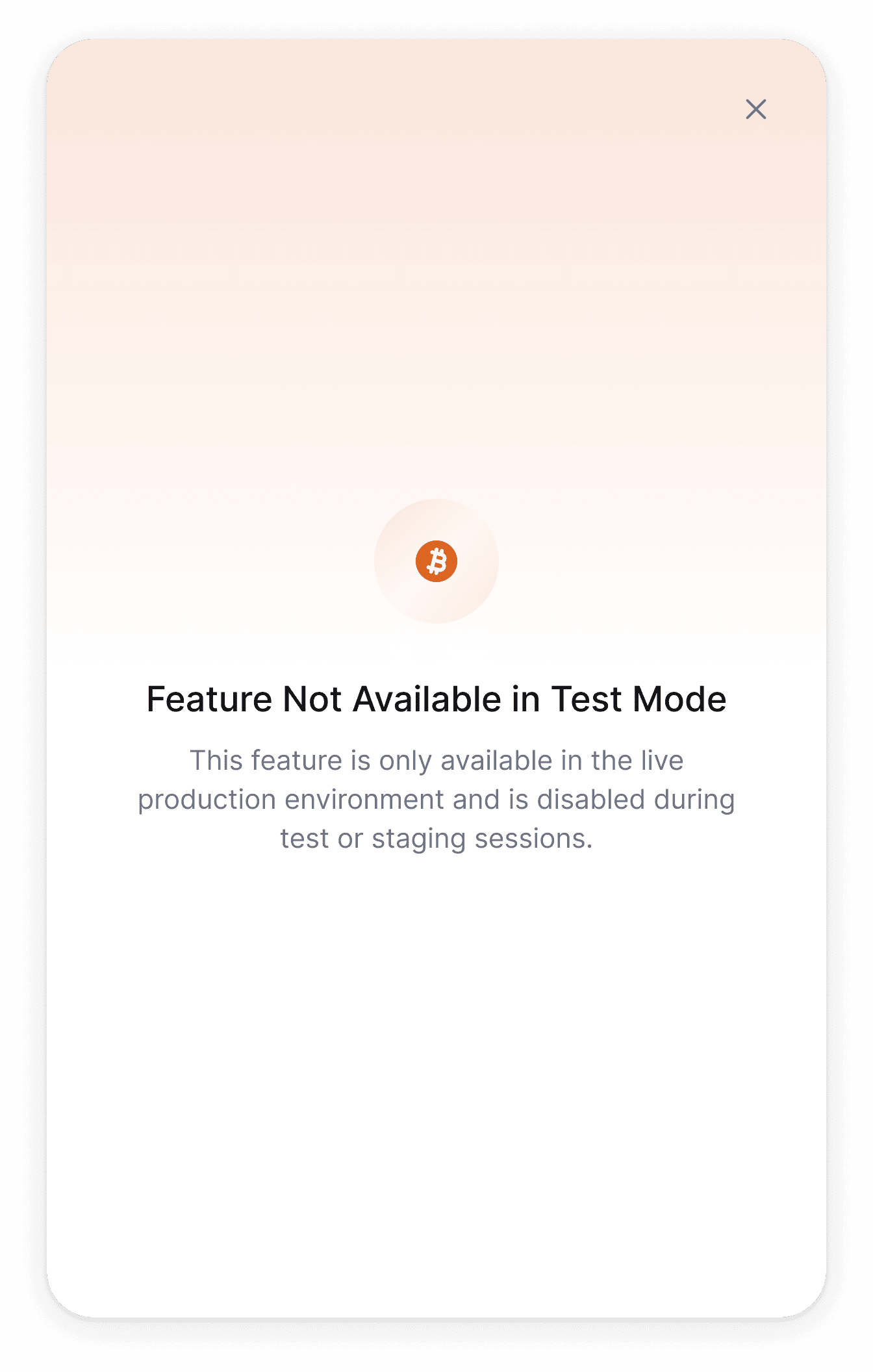 Test mode feature not available