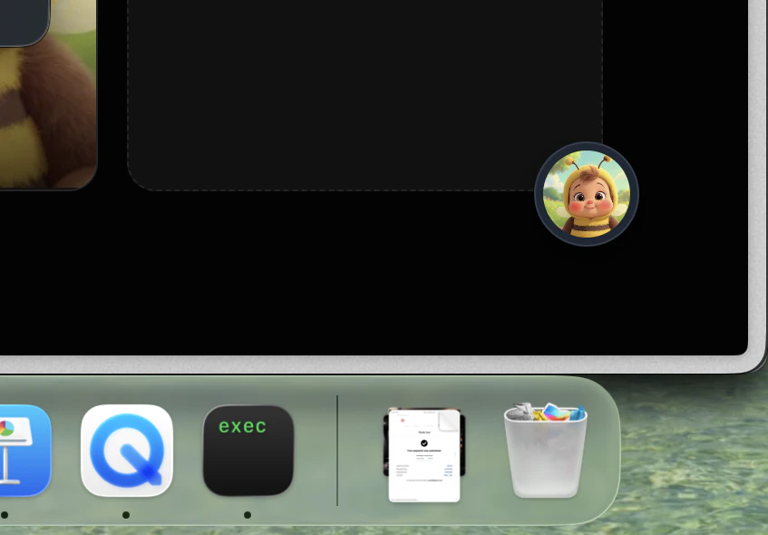 Halo avatar showing a cartoon bee persona after a drag-drop portrait swap