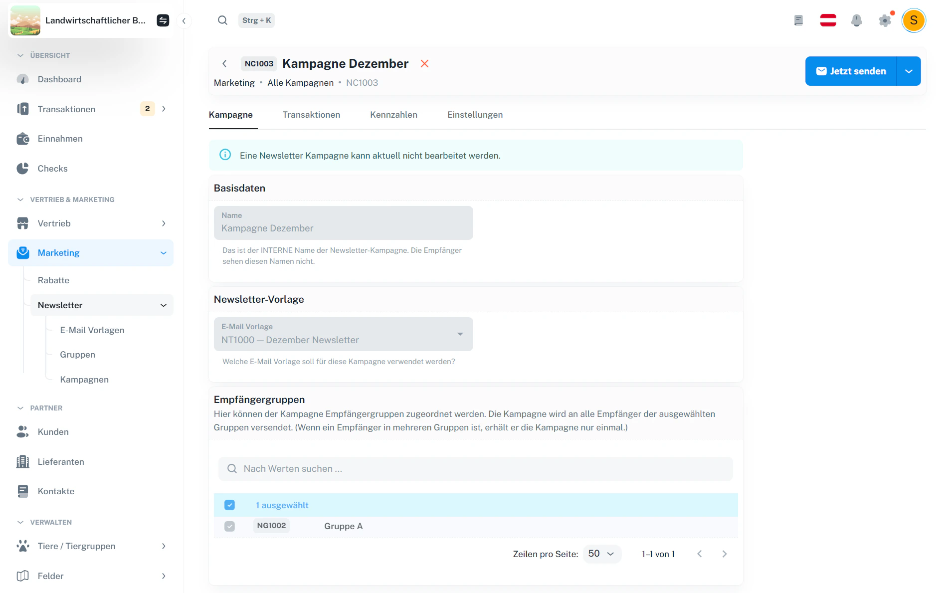 Kampagne – Detailansicht