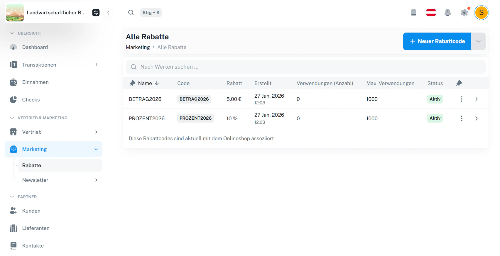 Rabatte – Übersicht
