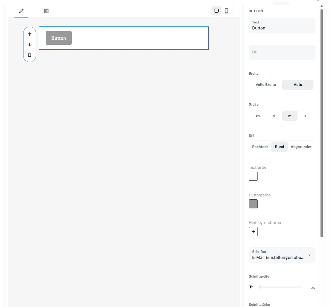 Baustein Button – Einstellungen