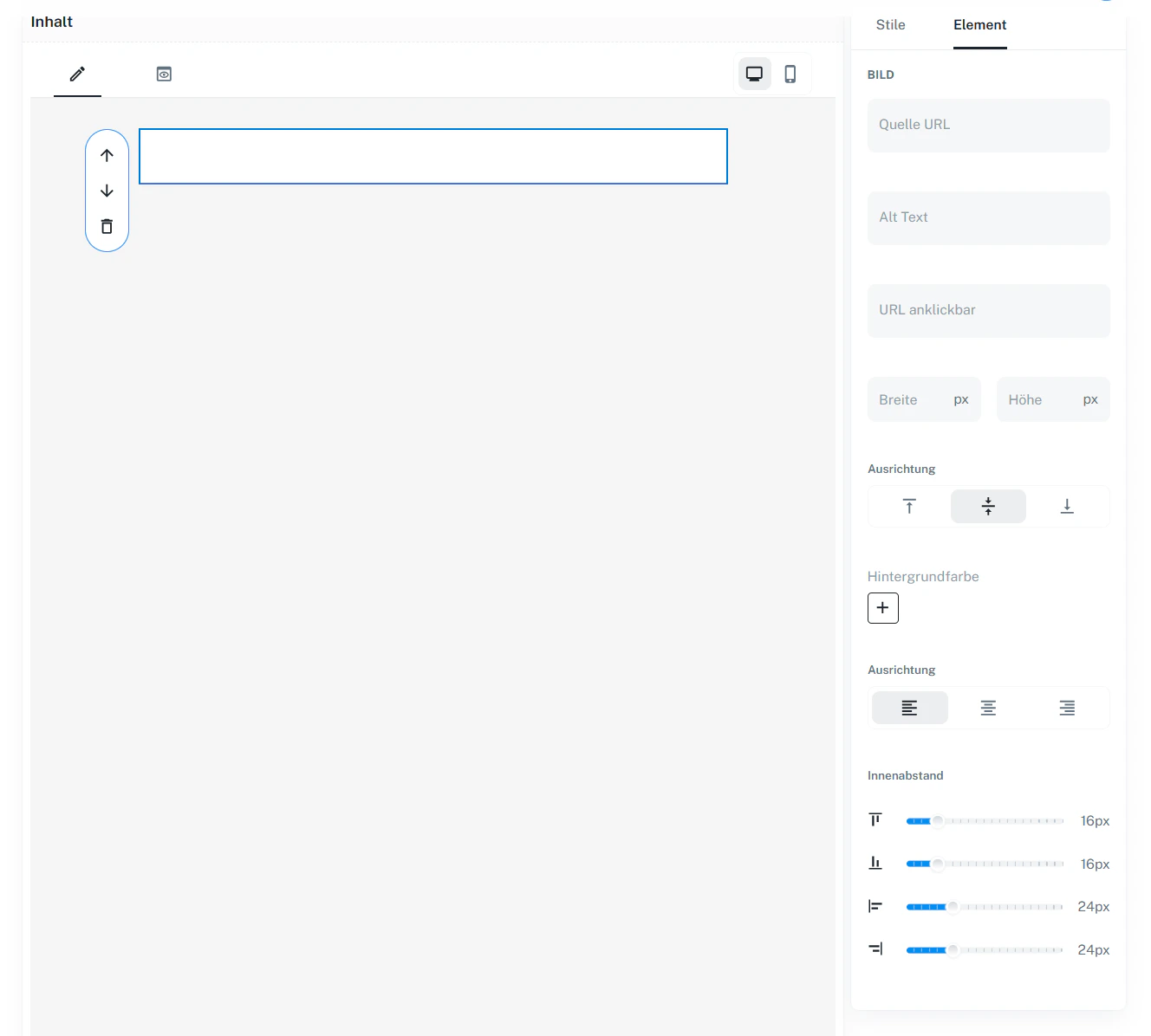 Baustein Bild – Einstellungen