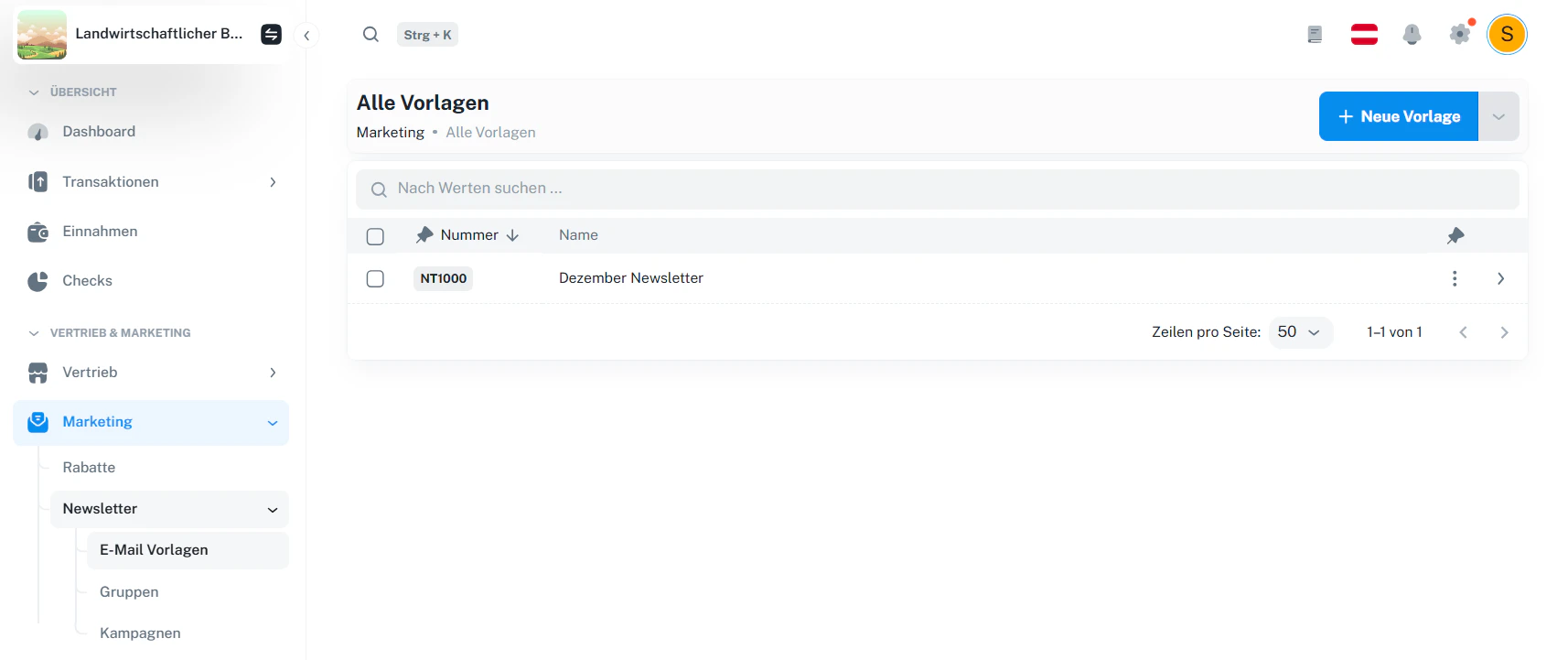 E-Mail Vorlagen – Übersicht