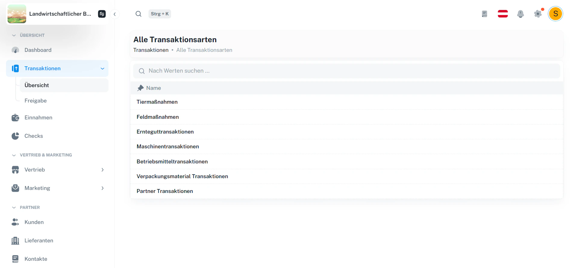 Übersicht aller Transaktionen