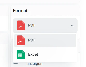 Format auswählen – PDF oder Excel