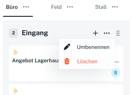 Spalte – Optionen (Umbenennen/Löschen)