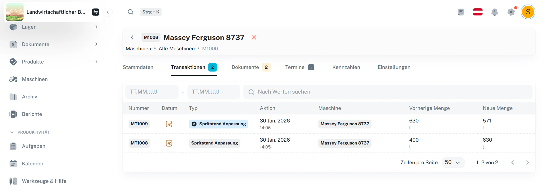 Maschine – Transaktionen