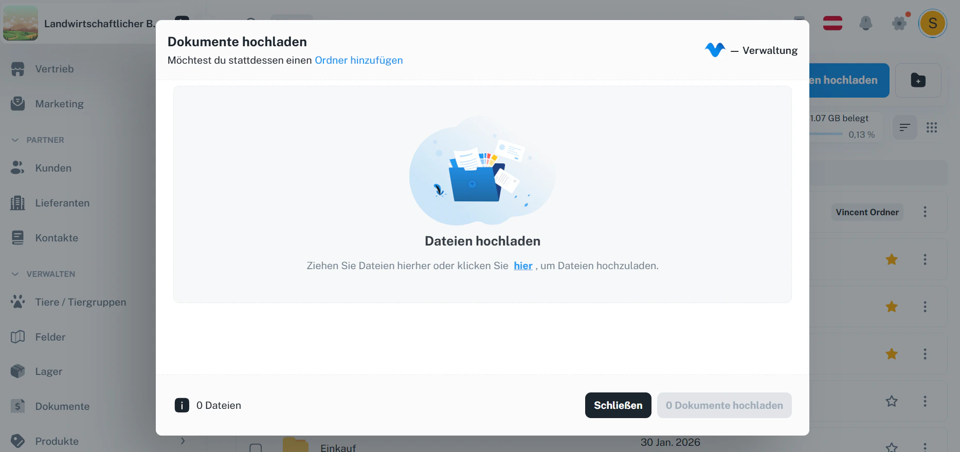 Dateien hochladen – Drag & Drop Dialog