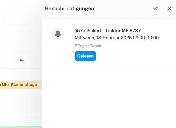 Benachrichtigung – Detailansicht