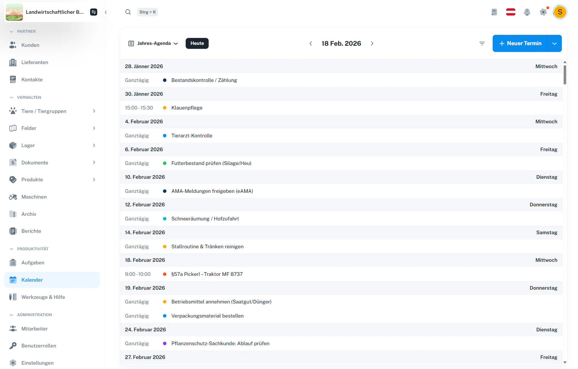 Kalender – Jahres-Agenda