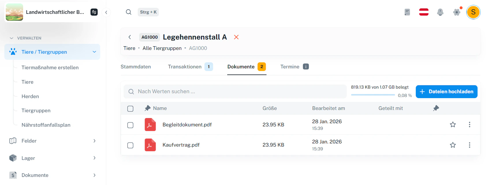 Tiergruppe – Dokumente
