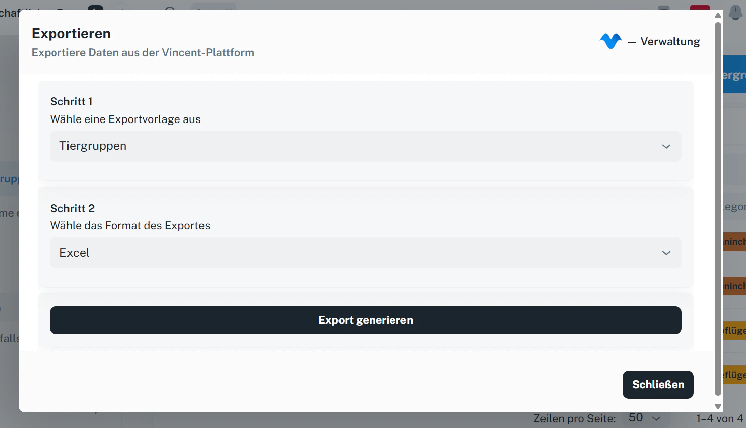 Tiergruppen – Export