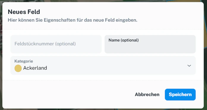 Neues Feld – Eigenschaften eingeben und speichern