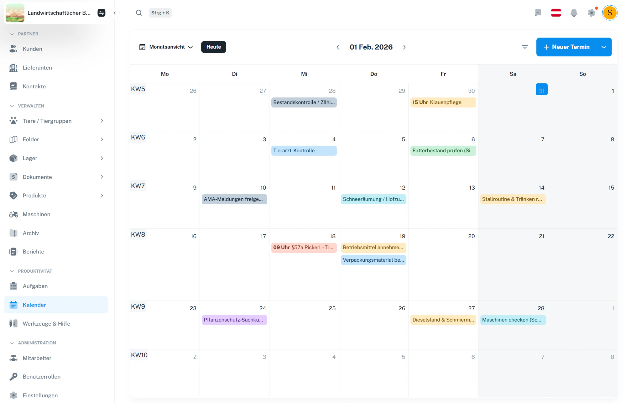 Kalender – Übersicht