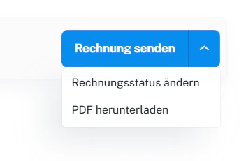 Rechnungsdetail – Menü: Rechnungsstatus ändern oder PDF herunterladen