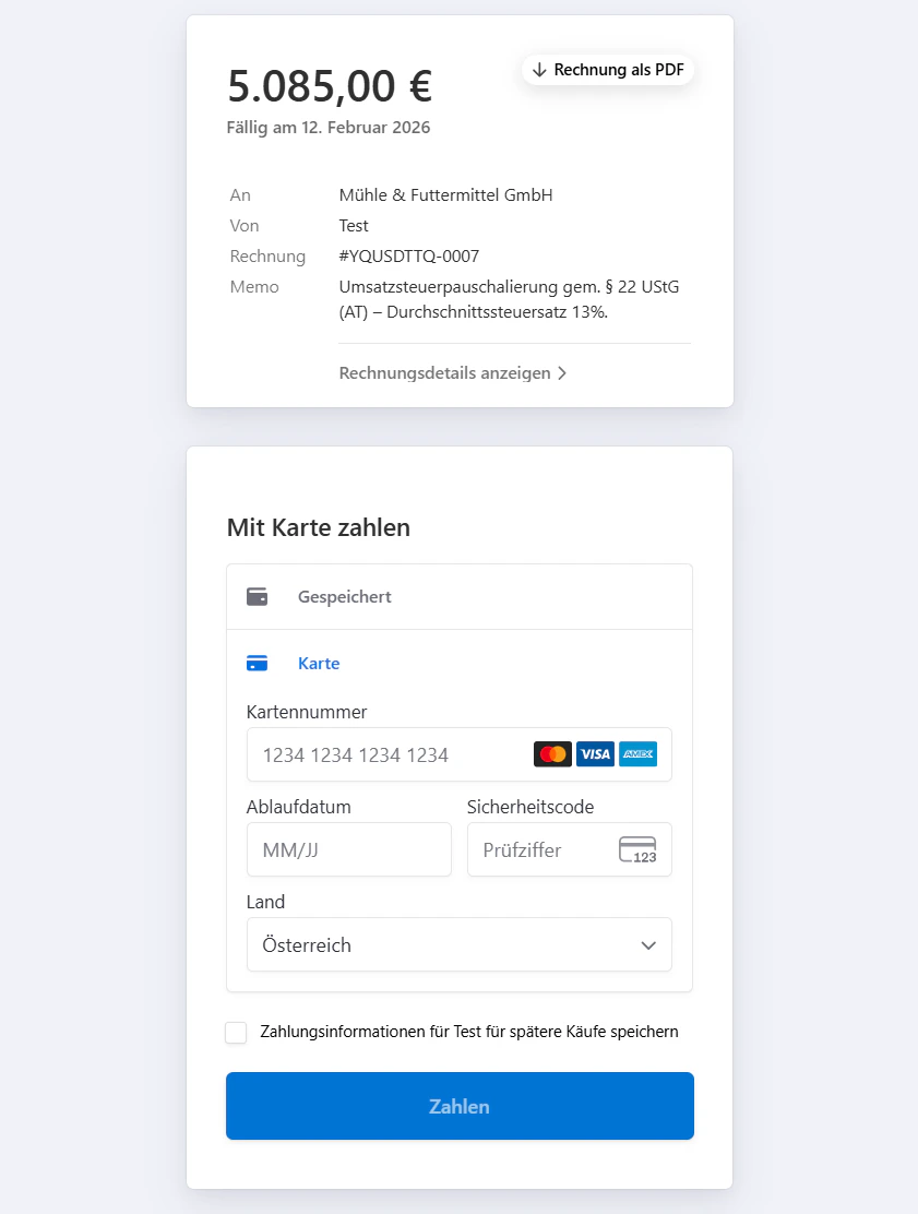 Online-Zahlungsseite – Kartenzahlung