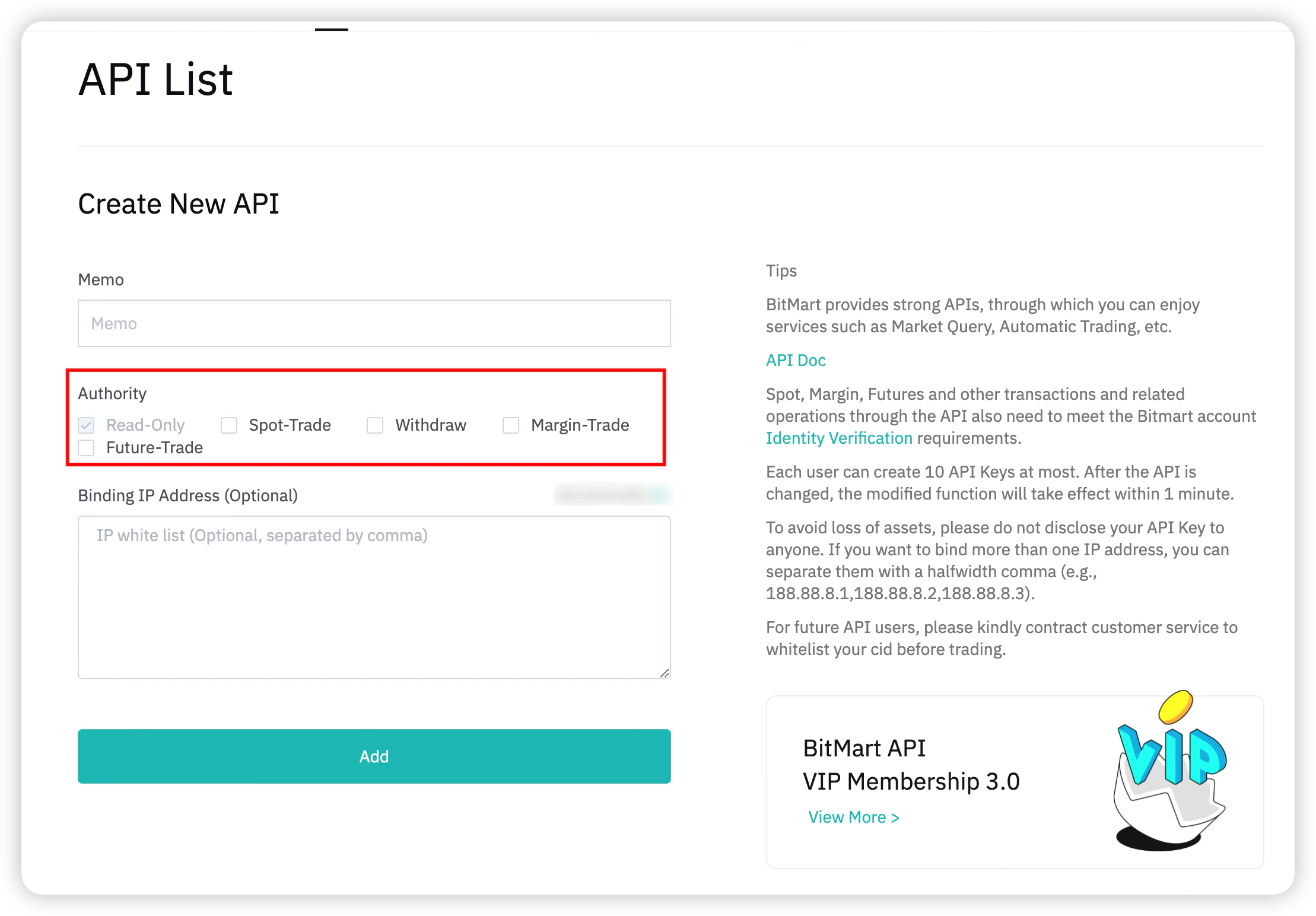API Key Permissions