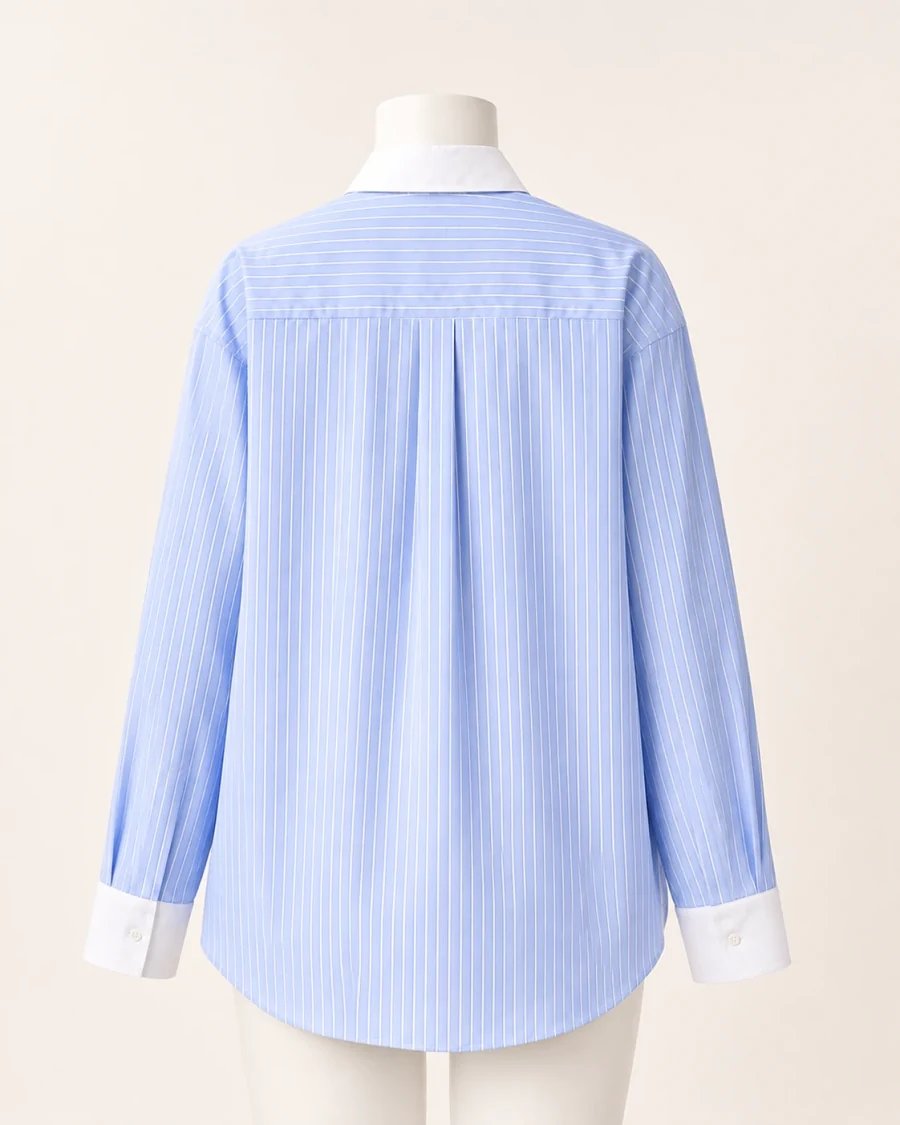 Back product reference of the same blue striped shirt