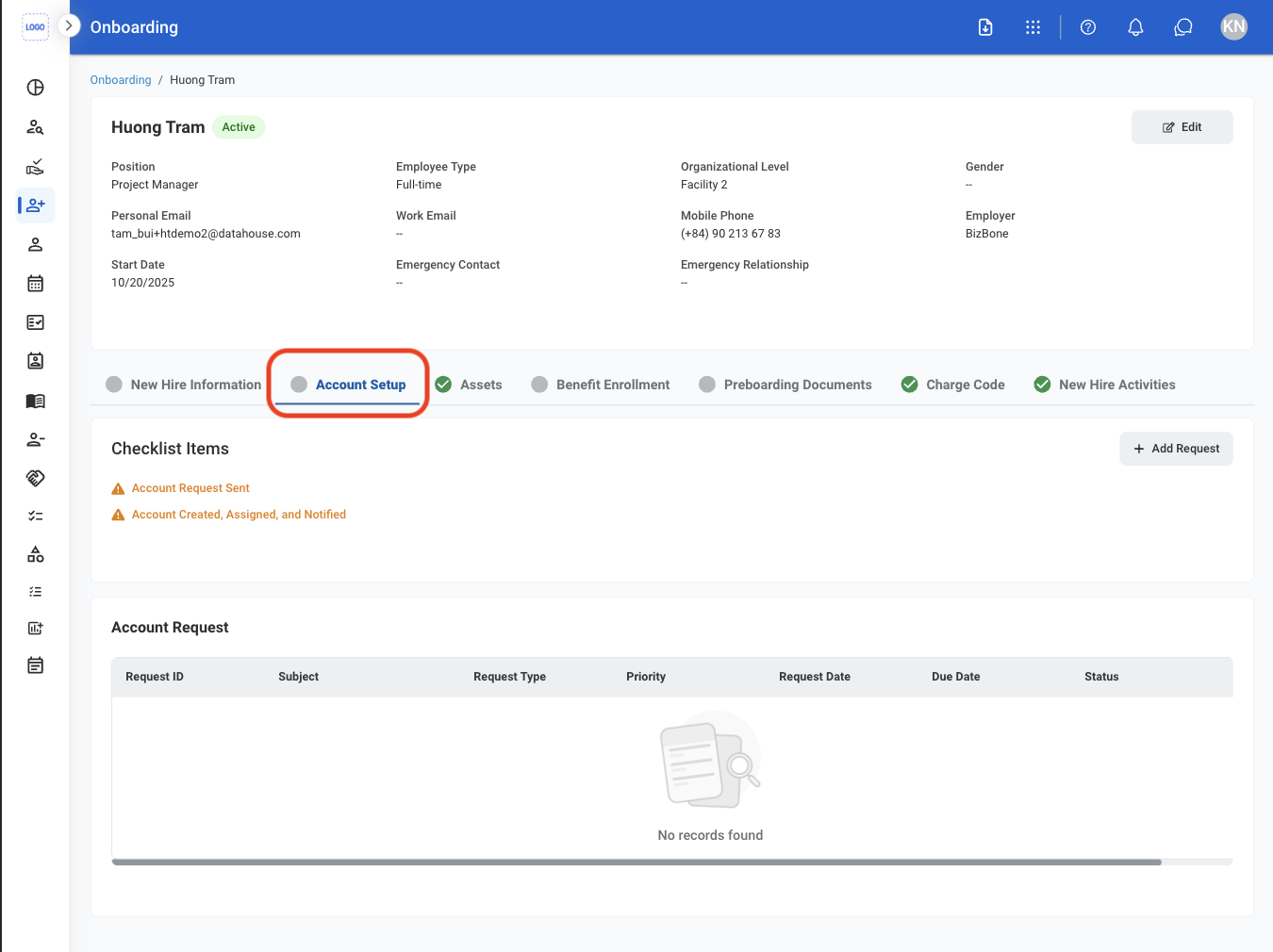 HR O Acct Setup