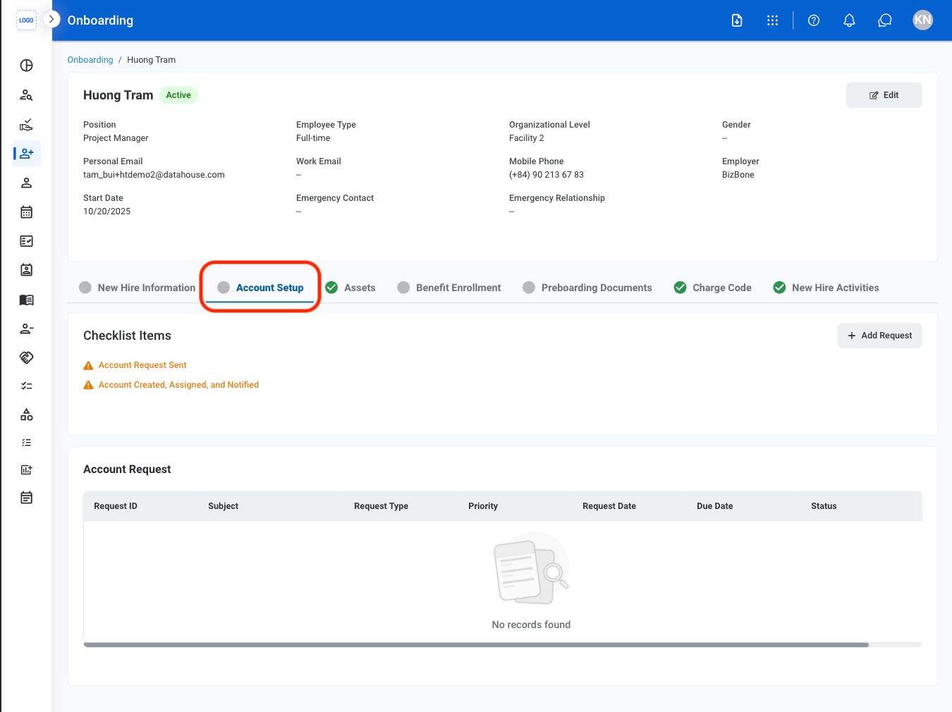 HR O Acct Setup