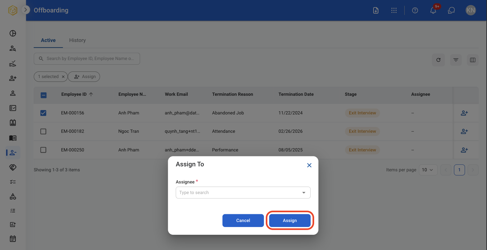 Offboarding Assignee