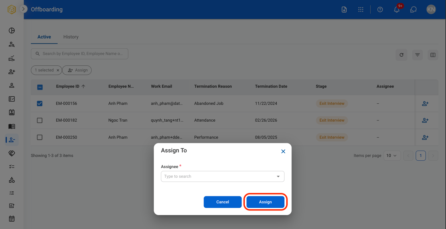 Offboarding Assignee