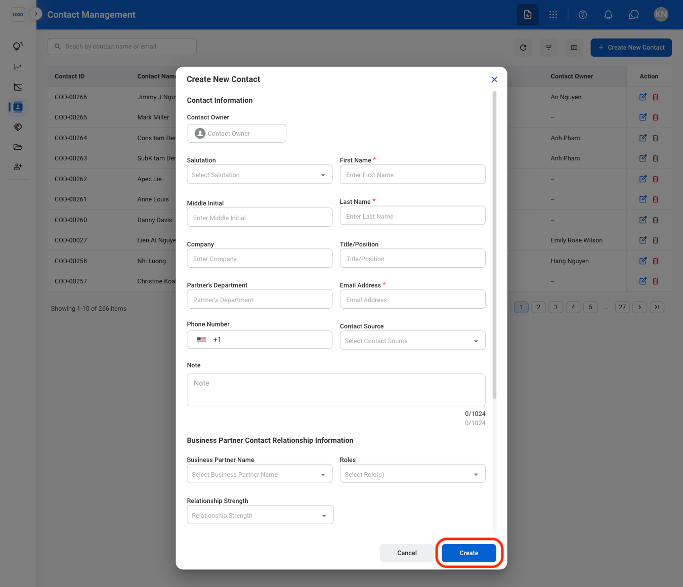 CRM Create C