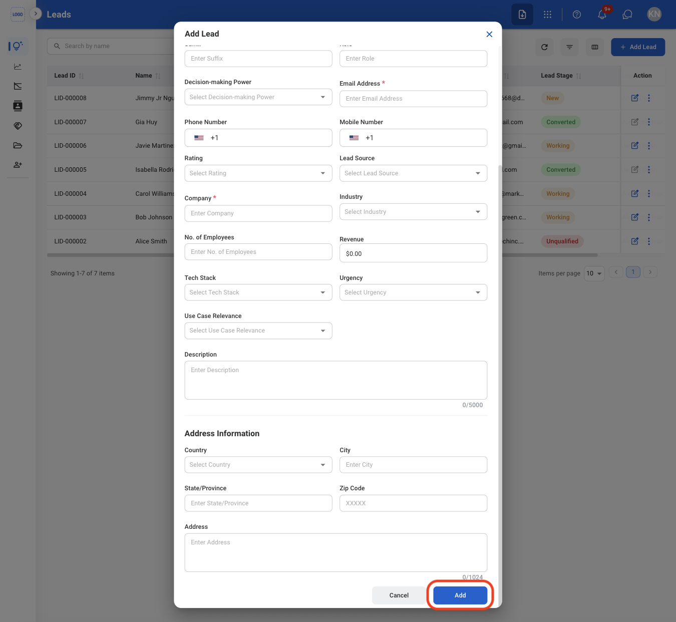 CRM L Add C