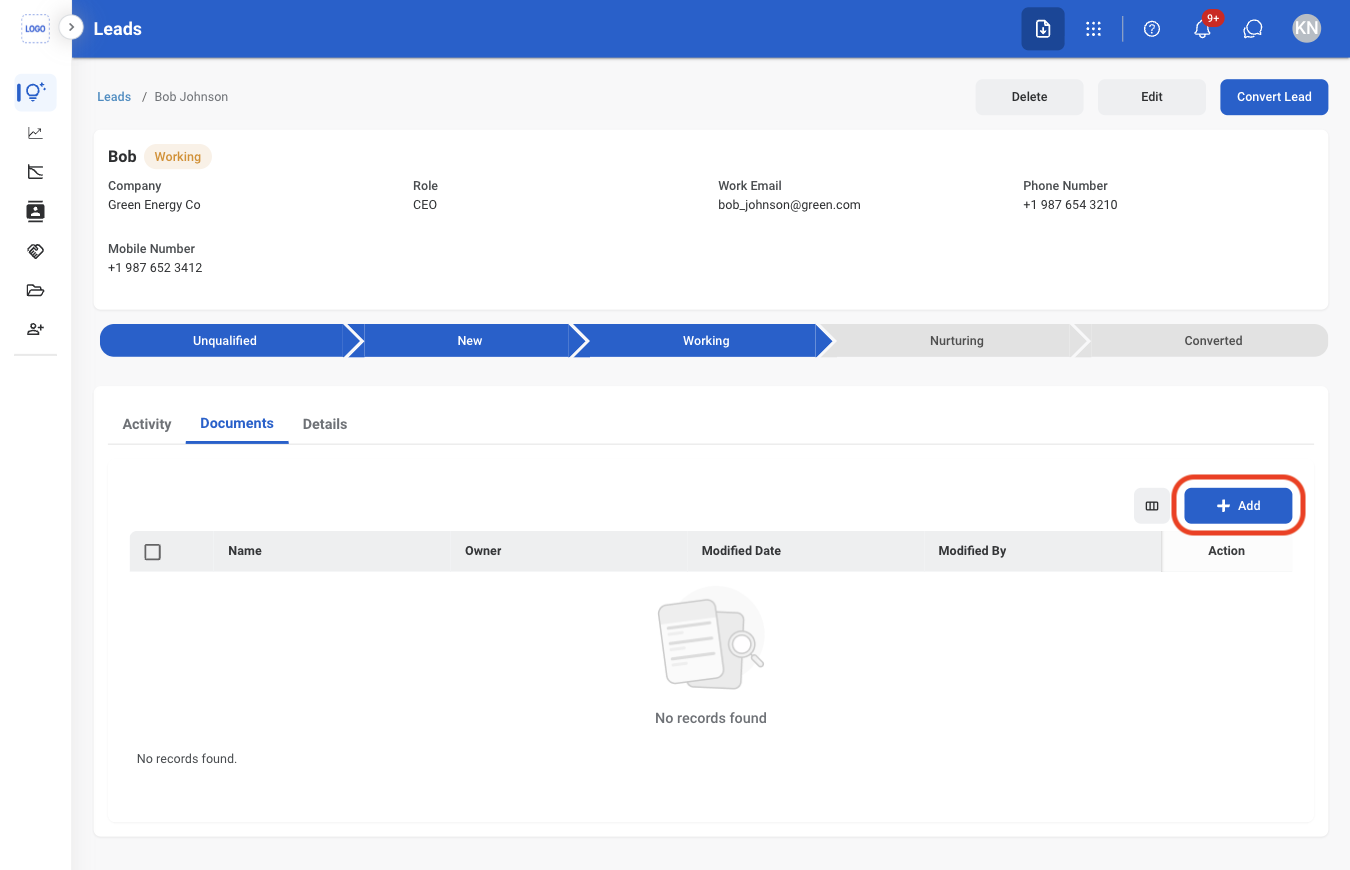CRM L Documents Add
