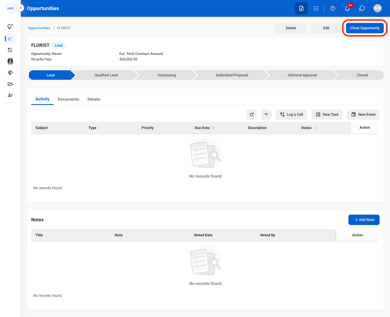 CRM O Close