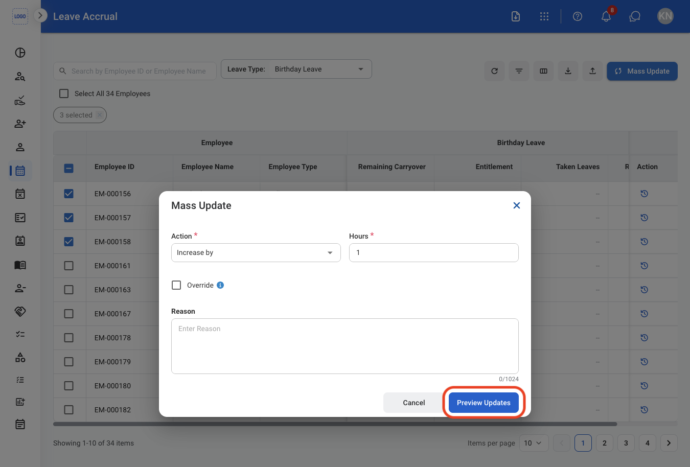 HR LA Info Update