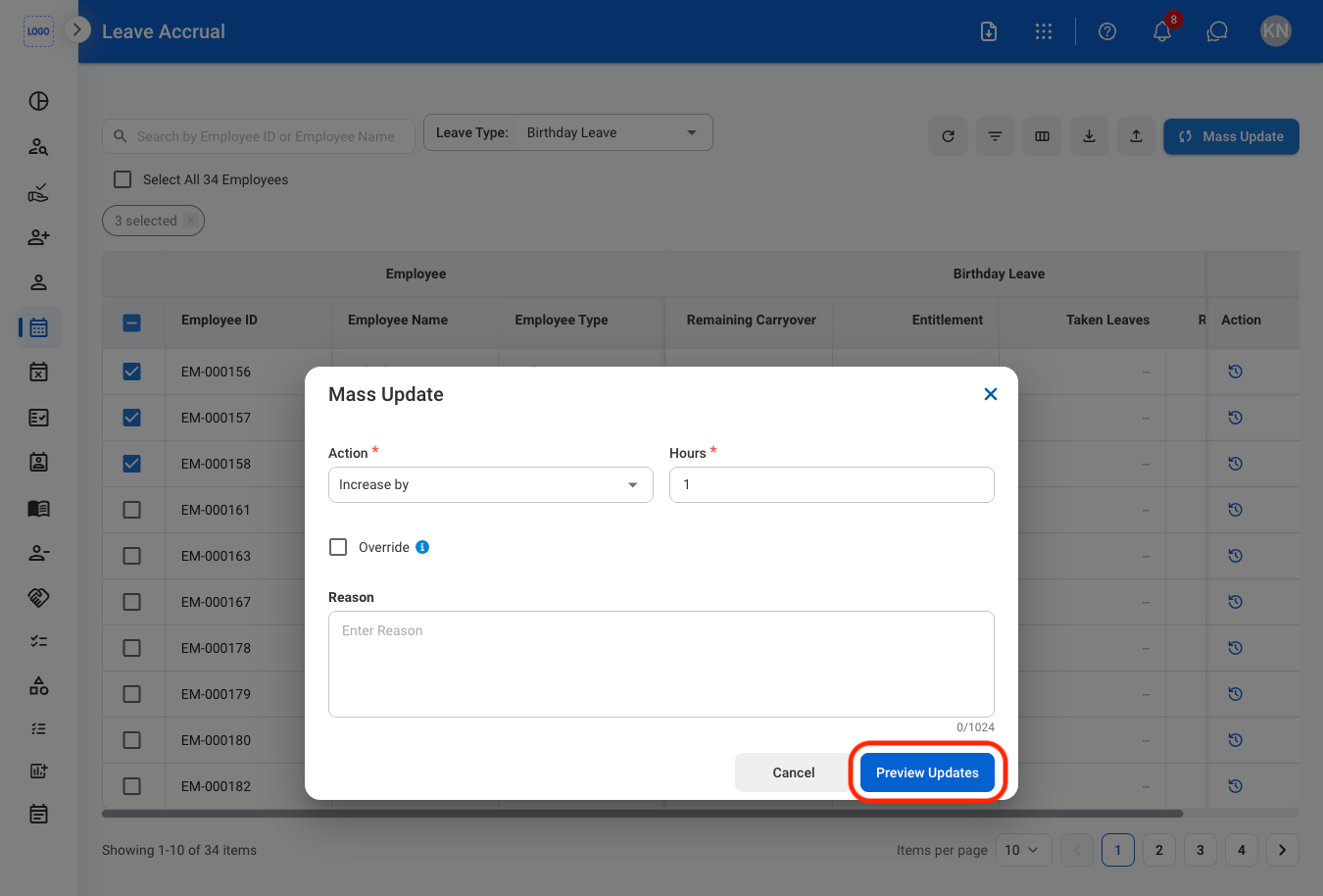 HR LA Info Update
