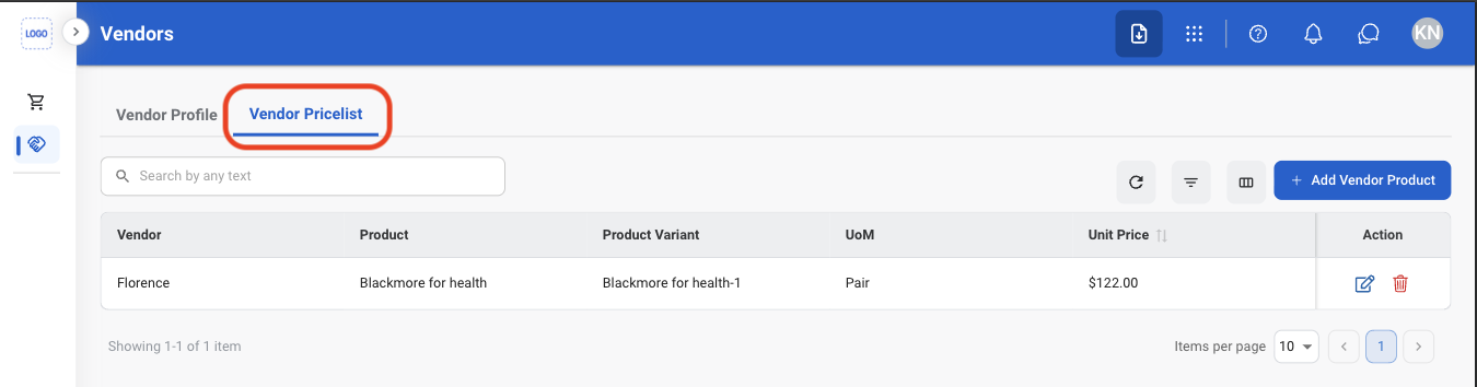P V Pricelist