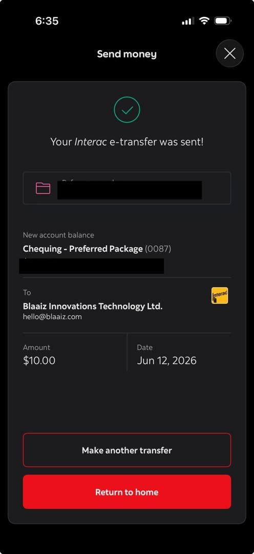 Payer approves the Interac money request in their banking app