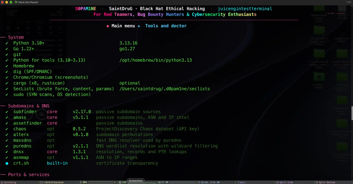 The d0pam1ne doctor output