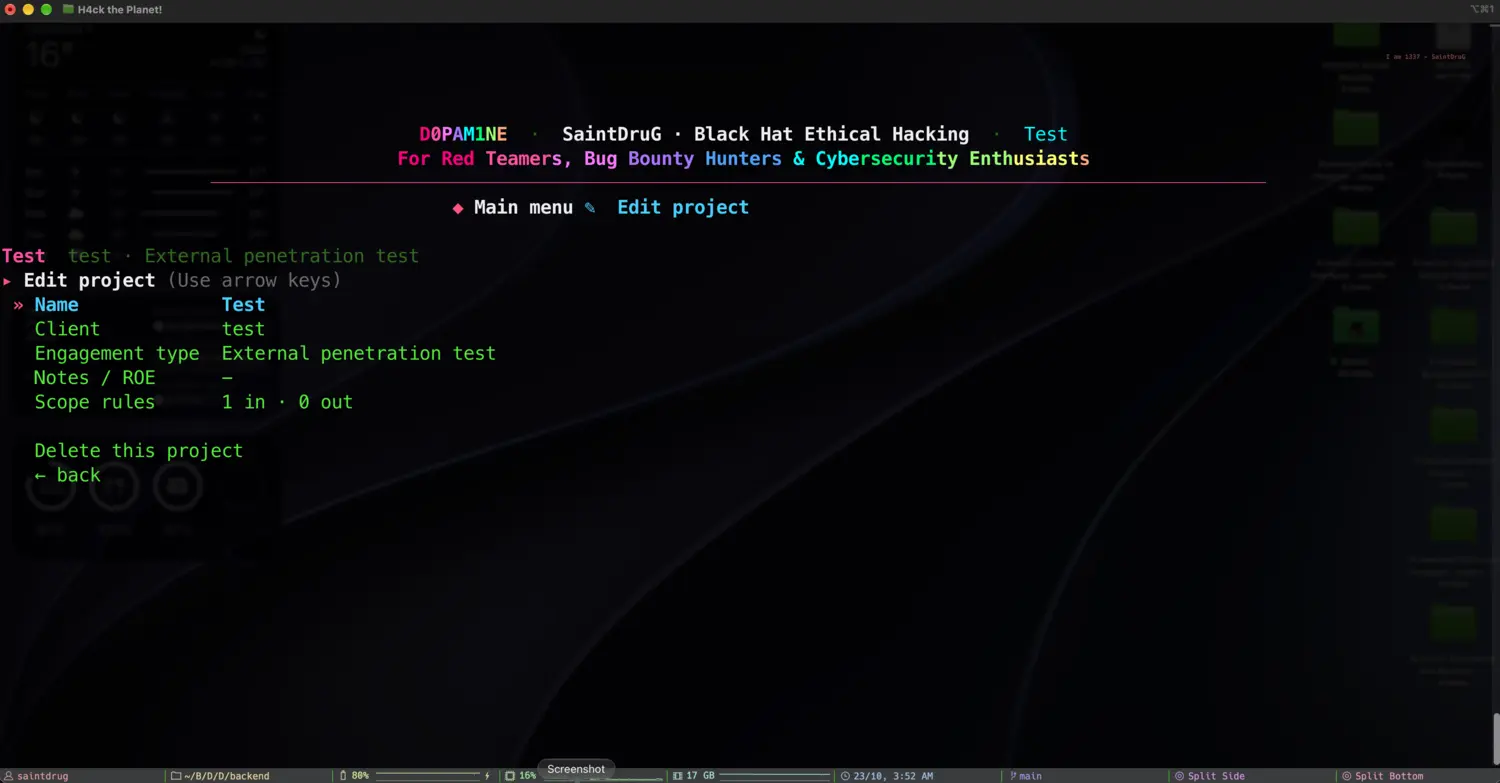 Editing a project in the D0pam1ne engine