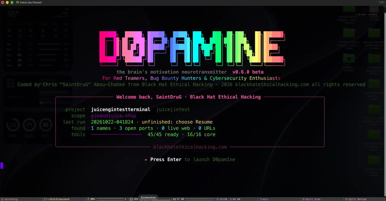 The D0pam1ne engine welcome screen