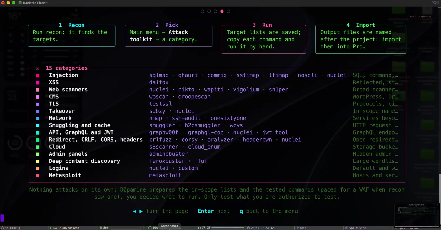 The attack toolkit flow and its 15 categories