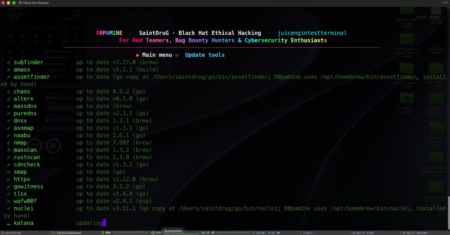 Updating tools in the D0pam1ne engine