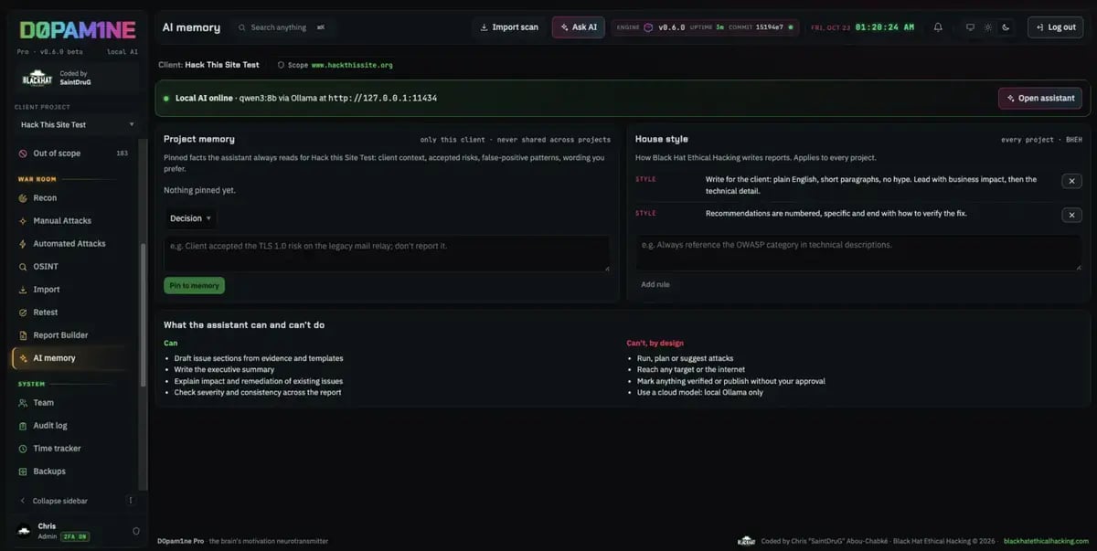 AI memory: project memory and house style