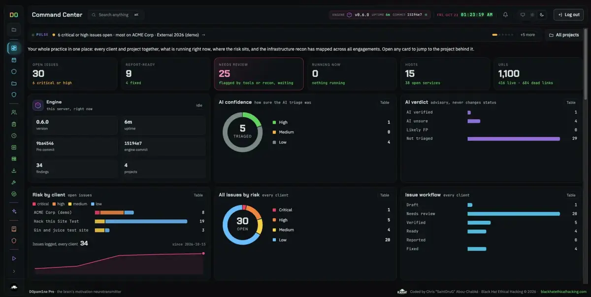 The Command Center with the sidebar collapsed