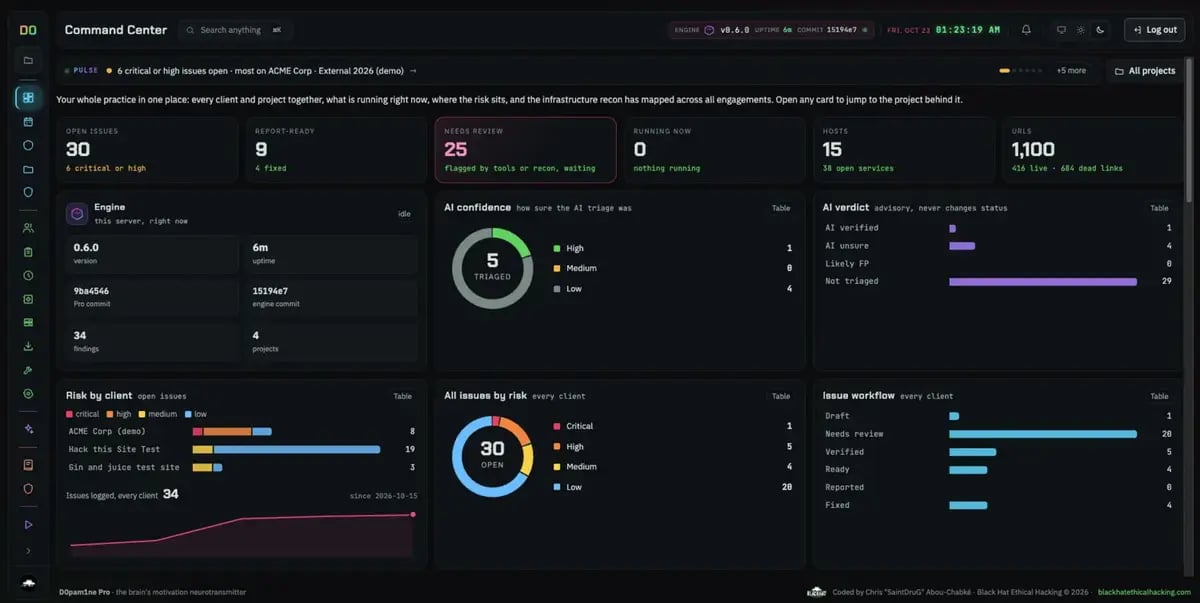 The Command Center with the sidebar collapsed